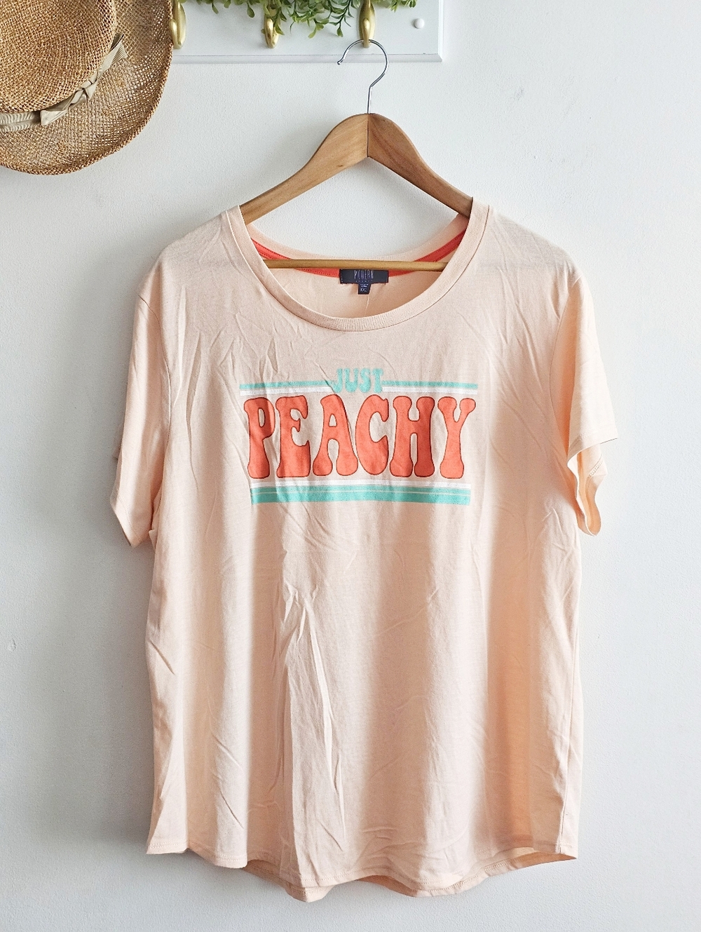 NWT Modern Canvas Peachy Graphic Tee XXL Retro Peach Shirt